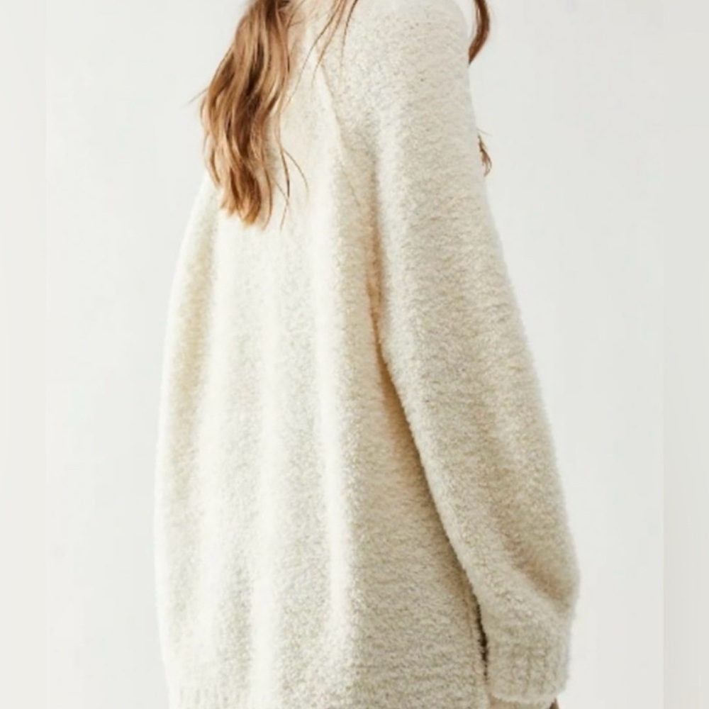Free People Teddy Sweater Tunic Cream Ivory Oversized Cozy Wool Blend - Picture 5 of 9